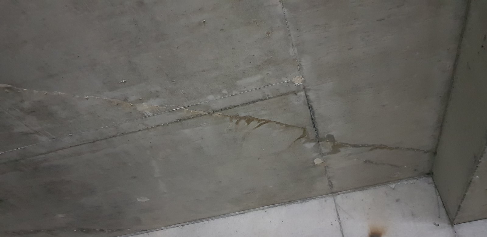Vệt ố thấm loang trên trần bê tông trong nhà